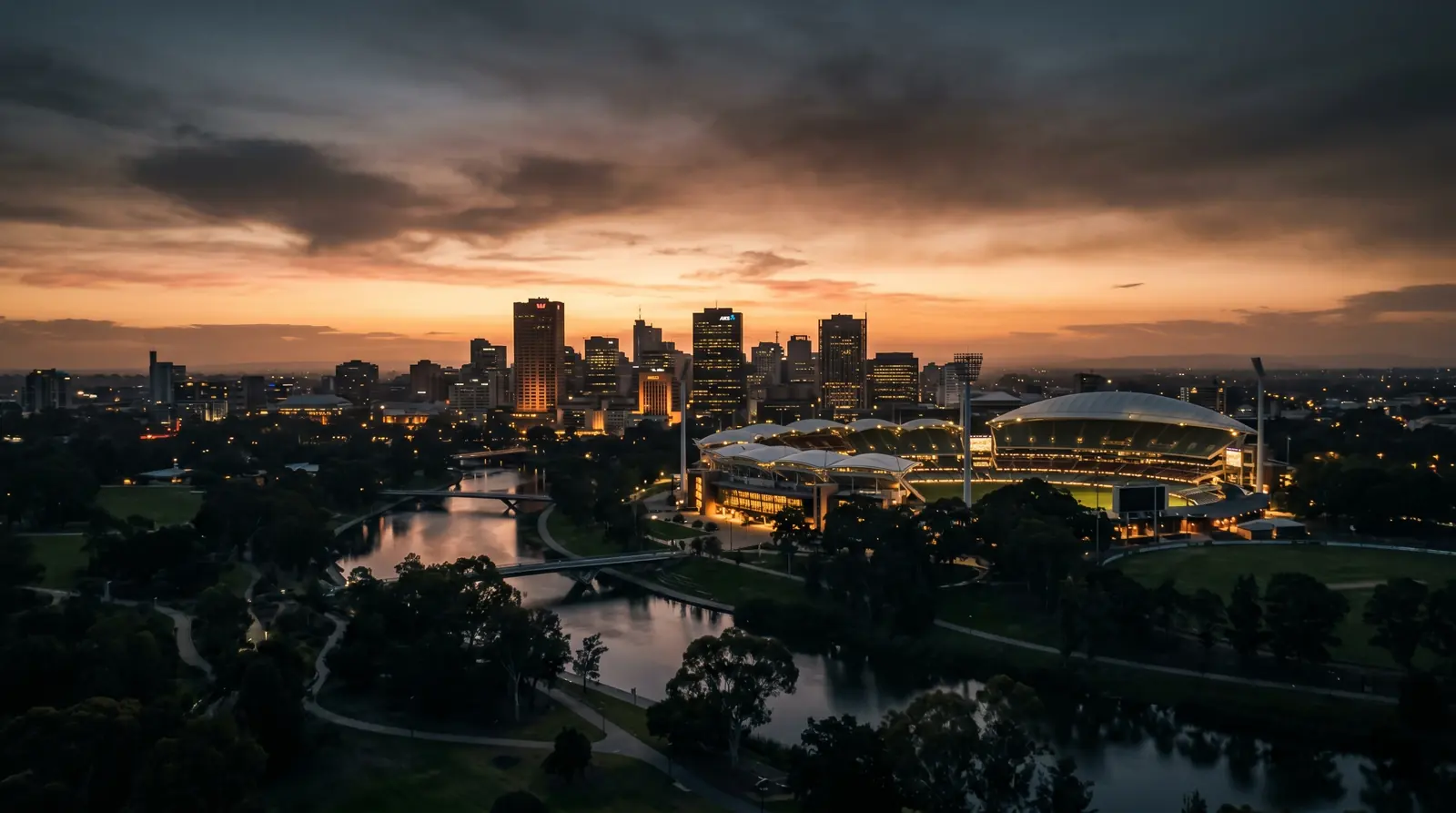 Adelaide, SA at dusk — equipment and asset finance for Adelaide businesses