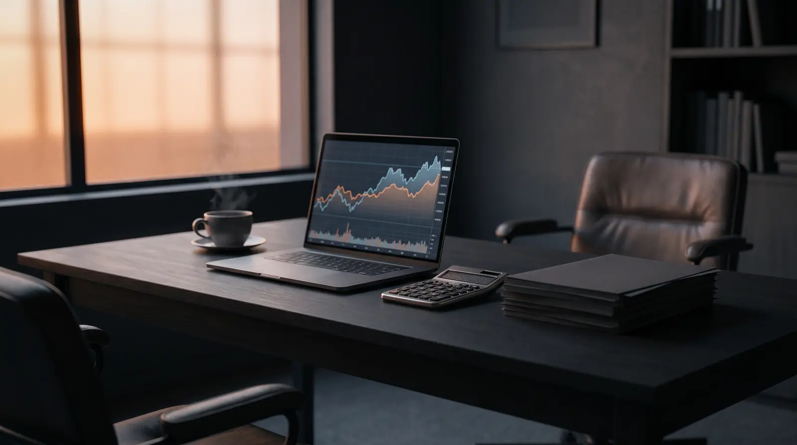 Finance planning workspace at dusk — finance-ready check tool